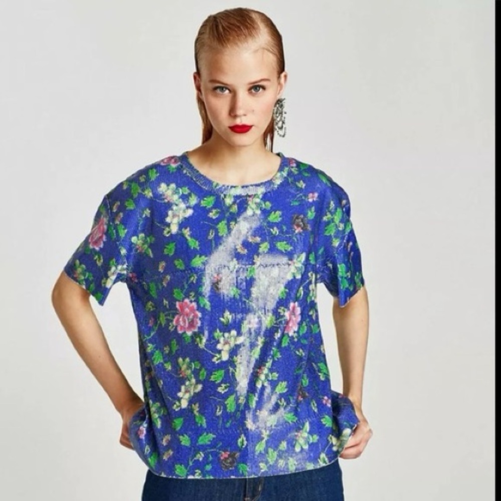 Zara TRF Floral Sequin Top - Size Small - Pre-LOVED